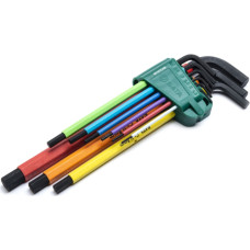 L-Handle Hex key extra long colored ball point set 9pcs (1.5-10mm)