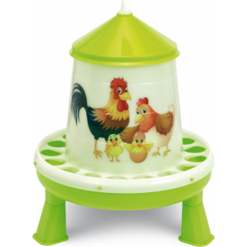 PLASTIC POULTRY FEEDER 4 KG. WITH LEGS (GREEN LEMON) - HAPPY RANGE