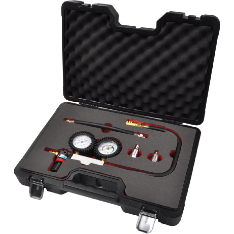 Petrol engine cylinder leakage tester - double gauge