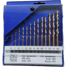 Twist drill set DIN338 1/4'' 13pcs 1.5-6.5mm Cobalt