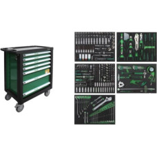 Roller cabinet 7 drawers, CL713017 with tool set trays (330pcs), 5 sets