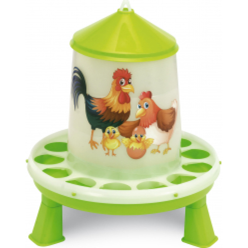 PLASTIC POULTRY FEEDER 2 KG. WITH LEGS (GREEN LEMON) - HAPPY RANGE