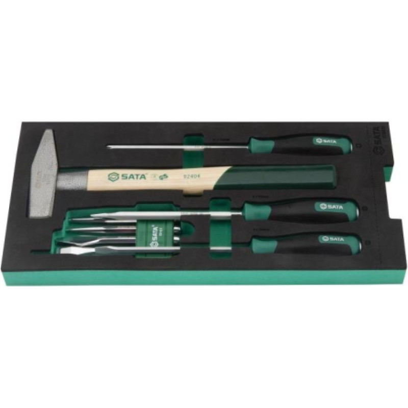 Tray. Hammer, screwdriver, punch and chisel set 9pcs