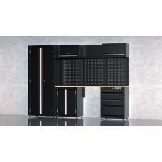 Darbnīcas darbagalds ar skapjiem un atvilktnēm