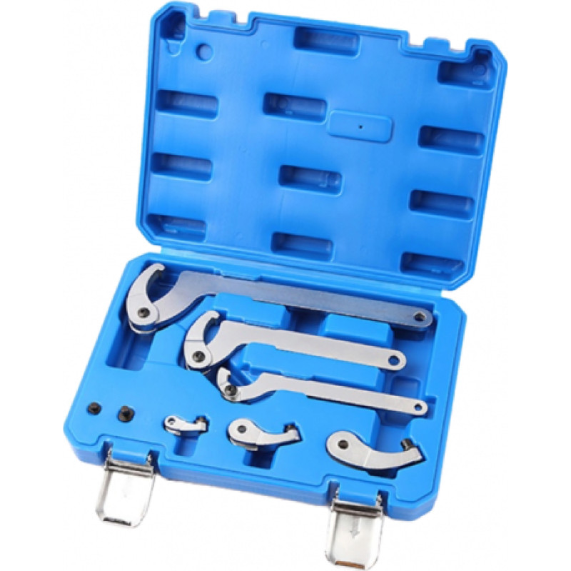 Adjustable hook & pin wrench set 35-120mm 8pcs