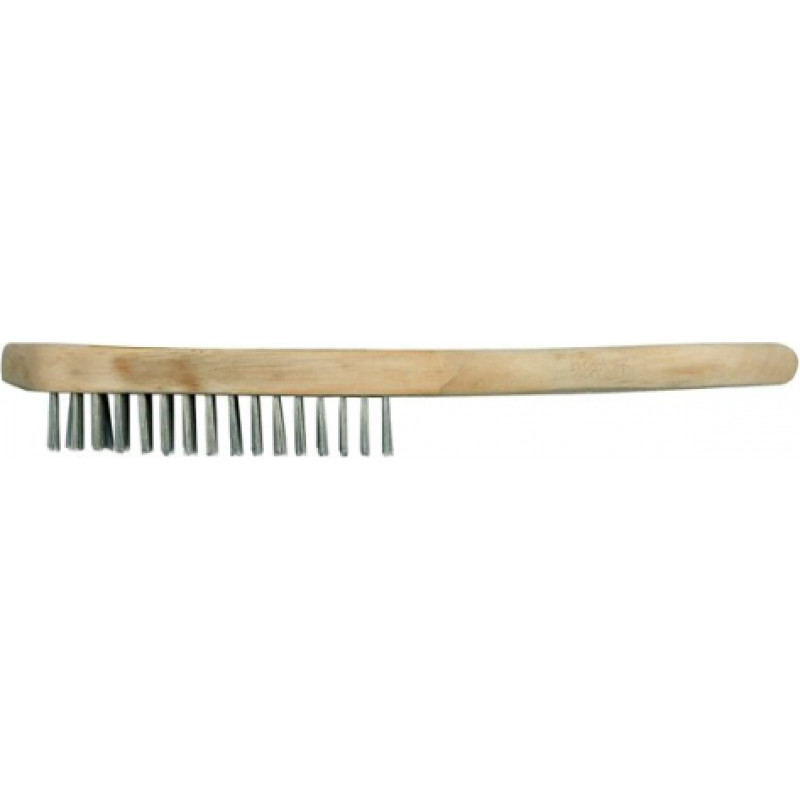 Steel wire brush with wooden handle