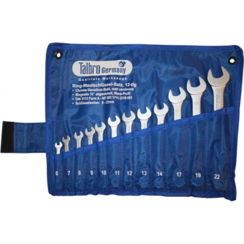 Combination ring and open end spanner set 12pcs. (6-22)