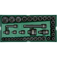 Tray. Impact socket set 3/8“ + 1/2