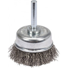 Crimped wire cup brush with shaft 50mm INOX