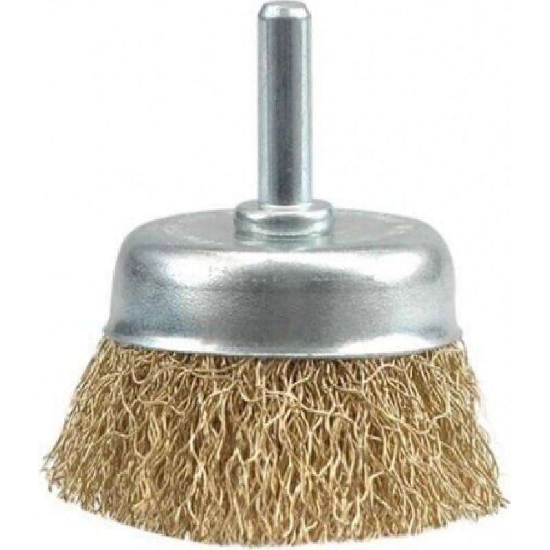 Crimped wire cup brush with shaft, 50mm