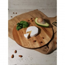 Round cutting board D300x17mm, solid birch with a groove