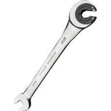 Open combination ratchet spanner with flexible head / 13mm