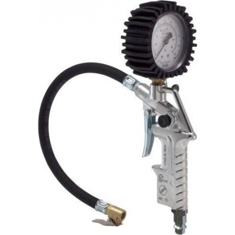 Tire inflating gun with manometer